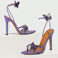 Women's Pointed-toe Three-dimensional Butterfly Stiletto Heel Sandals