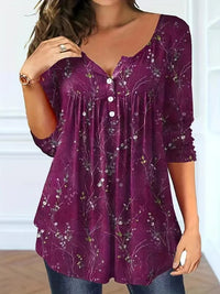 Elegant Loose Button Large Size Top Women's T-shirt