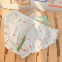 Fruit Printed Ice Silk Sweet Style Cotton Crotch Large Size Briefs