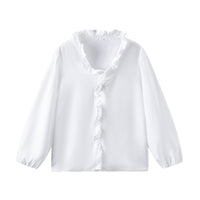 European And American-style Long-sleeve Ruffled Blouse For Women