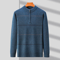 Mens Stand-Up Collar Long-Sleeve Half-Zip Knit Sweater
