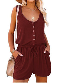 Sleeveless Jumpsuit Waist-Cinching Lace-Up