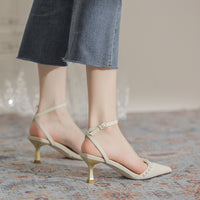 Women's Summer New Sweet Style Pearl Pointed Fashion French High Heels