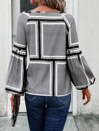 Fashion Lantern Sleeve Printed Shirt Women's Clothing