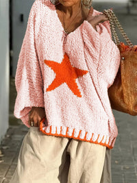 Casual Loose Loop Yarn V-neck Women's Sweater