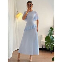 Women's Ruffle-Trimmed Round-Neck Casual Dress