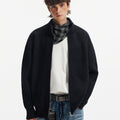 Double Zipper Heavy Stand Collar Cardigan Sweater Winter Solid Color Coat