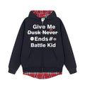 Retro Fake Two-piece Letter Splicing Plaid Hooded Sweater