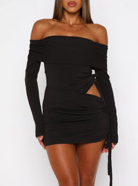 One-shoulder Long-sleeve Top And Spring Sexy Slim-fit Pleated Sheath Skirt