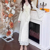 Womens Fashionable And Sexy Lace Long-Sleeve Dress