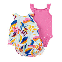 Baby Girl Short-sleeved Shorts T-shirt Three-piece Suit