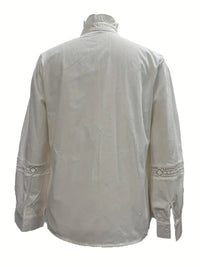 Elegant White V-Neck Blouse With Lace Details