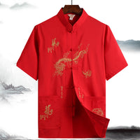Dad Chinese Style Traditional Top Grandpa Plus Size Folk Costume