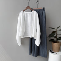 Artistic Retro Ramie Long-sleeved Loose All-match Sun Protection Shirt Top