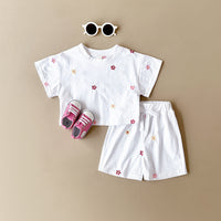 Girls' Floral T-shirt Comfortable All-match Suit