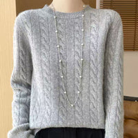 Loose And Sweet Cable-knit Crewneck Sweater