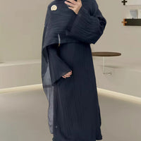 Women's Autumn Muslim Crew-Neck Pleated Long Skirt