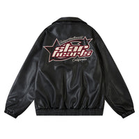 Letter Embroidery Pilot Leather Coat Men