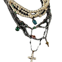 Pearl Titanium Steel Necklace With A Delicate Multi-layer Design