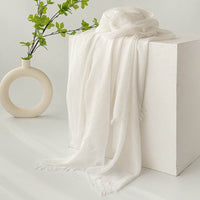 Strict Selection Summer Cotton And Linen Scarf Solid Color Simple Sun Protection