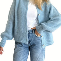 Round Neck Single-breasted Cardigan Women's Sweater