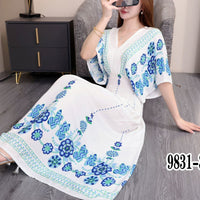 Floral-print Bohemian Cotton Silk Dress