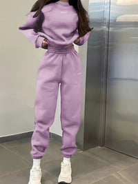 Casual Crew-neck Long-sleeve Pants Set