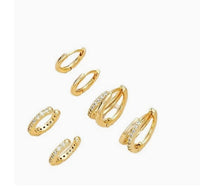 Real Gold Brass Electroplated Zircon Inlaid Earring Set