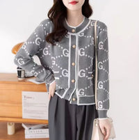Womens Round-neck Long-sleeve Cardigan Topcoat