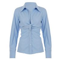 Fashion Design Sense Buttoned Waist Long Sleeve Shirt Women