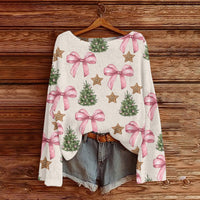 Off-the-Shoulder Pullover Sweater With 3D Print