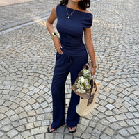 Elegant Casual And Fashionable Solid-color Set With A Fitted Waist