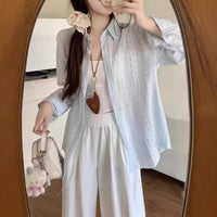 Loose-fitting Long-sleeve Cardigan Shirt Jacket For Women