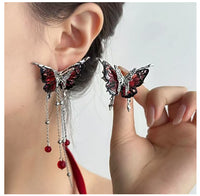 Ankela Red Butterfly Tassel Earrings For Women