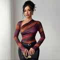 Spring And Autumn Women's Gradient Slimming Oblique Neck Base Shirt