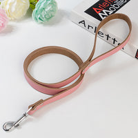 Leather Solid Color Dog Chain Leash