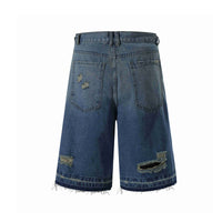 Men's Retro Washed Ripped Straight Denim Shorts