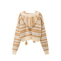 Three-dimensional Bear Brown Vintage Hooded Knitted Cardigan Sweater Coat
