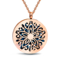 Rubiks Cube Round Pentagram Stainless Steel Necklace Rose Gold