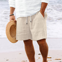 Stripe Print Shorts Summer Fashion Drawstring Sweatpants Casual Clothing For Men