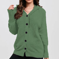 Women's Solid Color Hooded Single-breasted Sweater