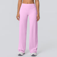 Double-sided Brushed Solid-color High-waisted Loose-fitting Breathable Yoga Wide-leg Pants