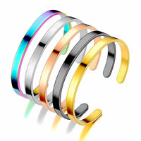 Open Titanium Steel Glossy C- Shaped Bracelet