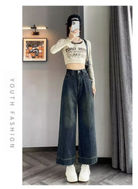Womens Straight-Leg Relaxed-Fit Retro Cropped Denim Jeans