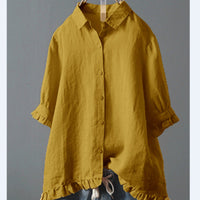 Women's Casual Single-breasted Ruffled Shirt
