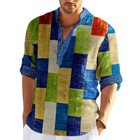 Simple Printed Stand Collar Men's Casual Shirt