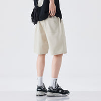 Summer Ice Silk Cotton Cool-Feel Mens American-Style Retro Straight-Edge Work Shorts For Outdoors
