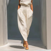 Chinese-style Satin Short-sleeve T-shirt And Pants Set For Women