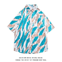 Men's Retro Hong Kong Style Short Sleeve Printed Shirt