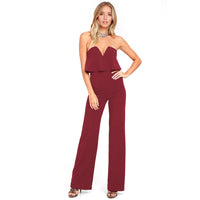Tube Top Leaky Shoulder Ruffle Sexy Jumpsuit